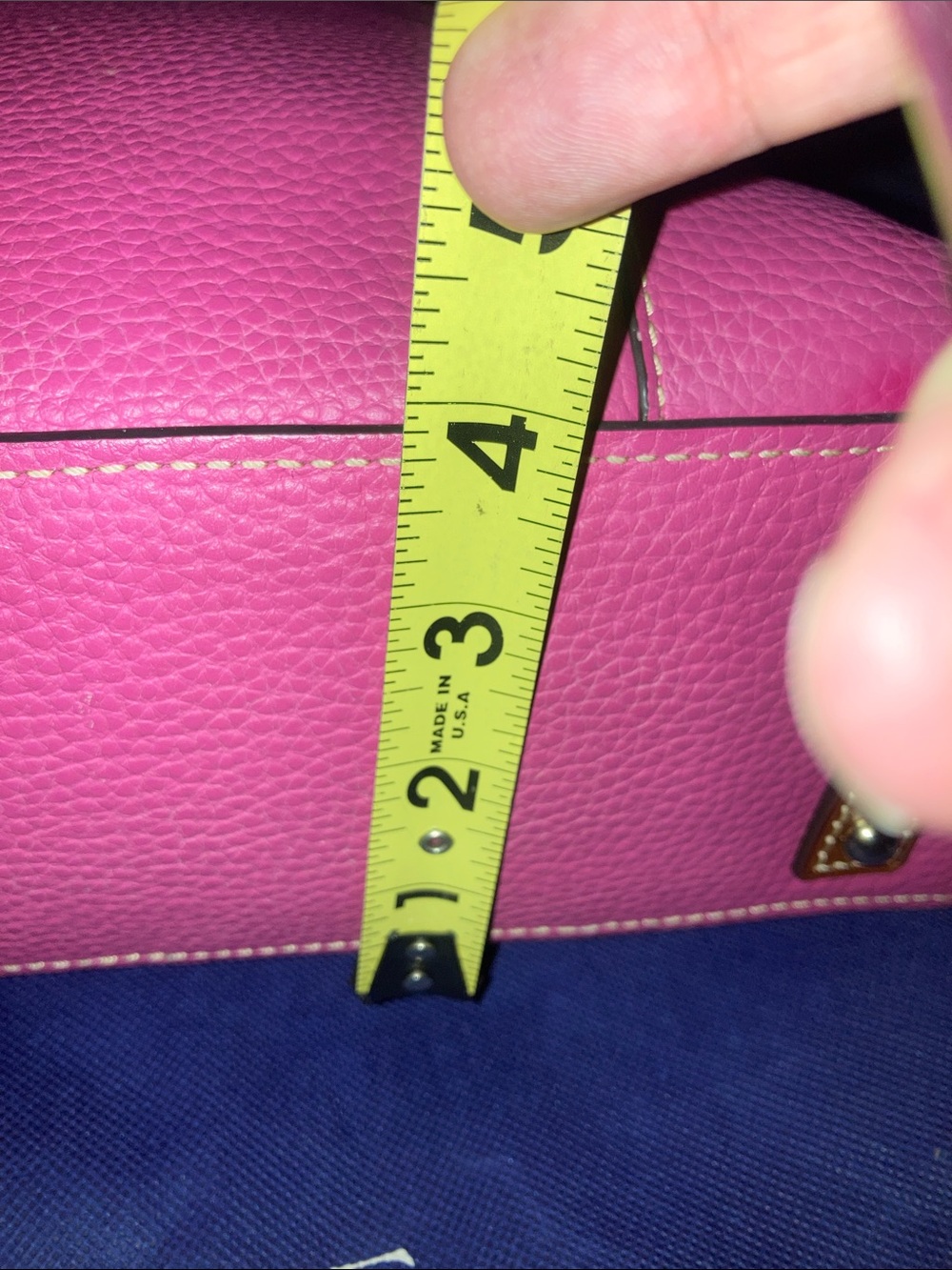 Dooney & Bourke Hot Pink Pebble Leather Tote with Brown Trim - Picture 15 of 15